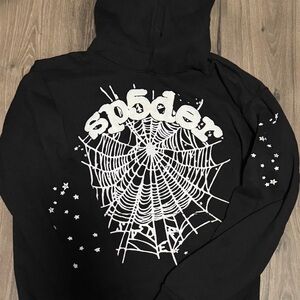 Black and White Sweater with Spider Web Design